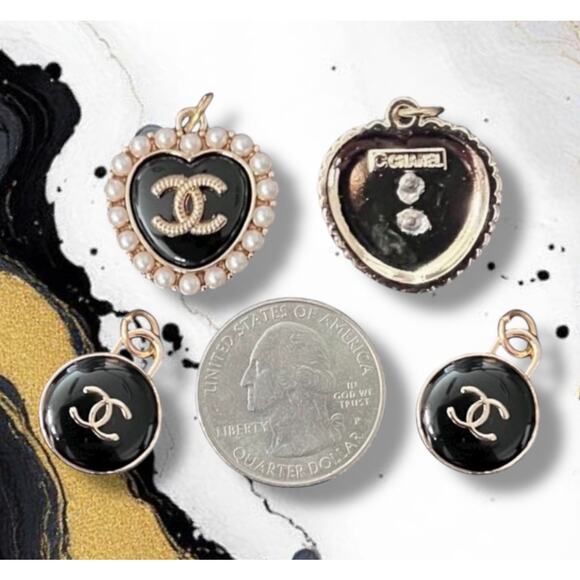 3 Piece Black Pearl Heart Earring/Necklace Making Charm Pendant Zipper Pull Set - Picture 1 of 1